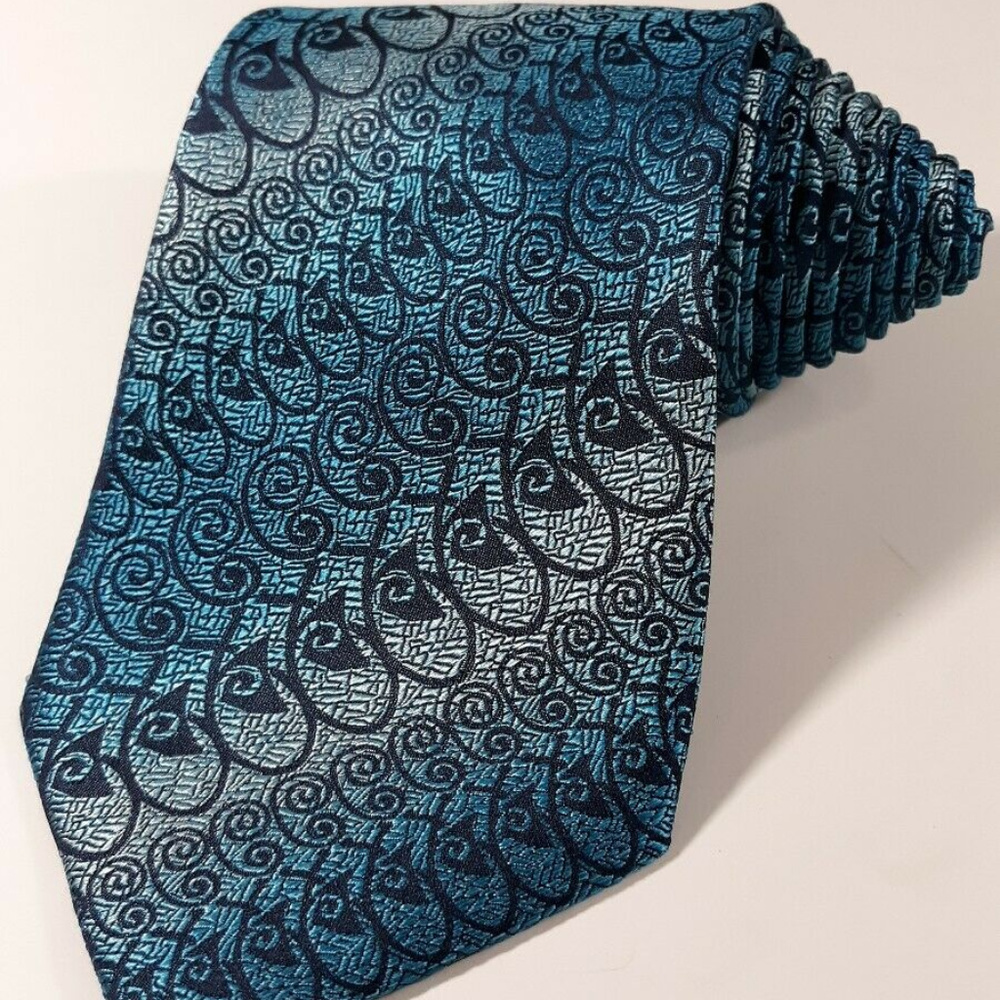 Dona Dona 100% Silk Silver Blue Sharp Mens Tie